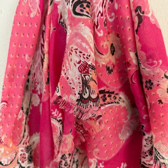 Chico’s Pink Floral Paisley Scarf – 40" Square, NWT - Picture 3 of 7